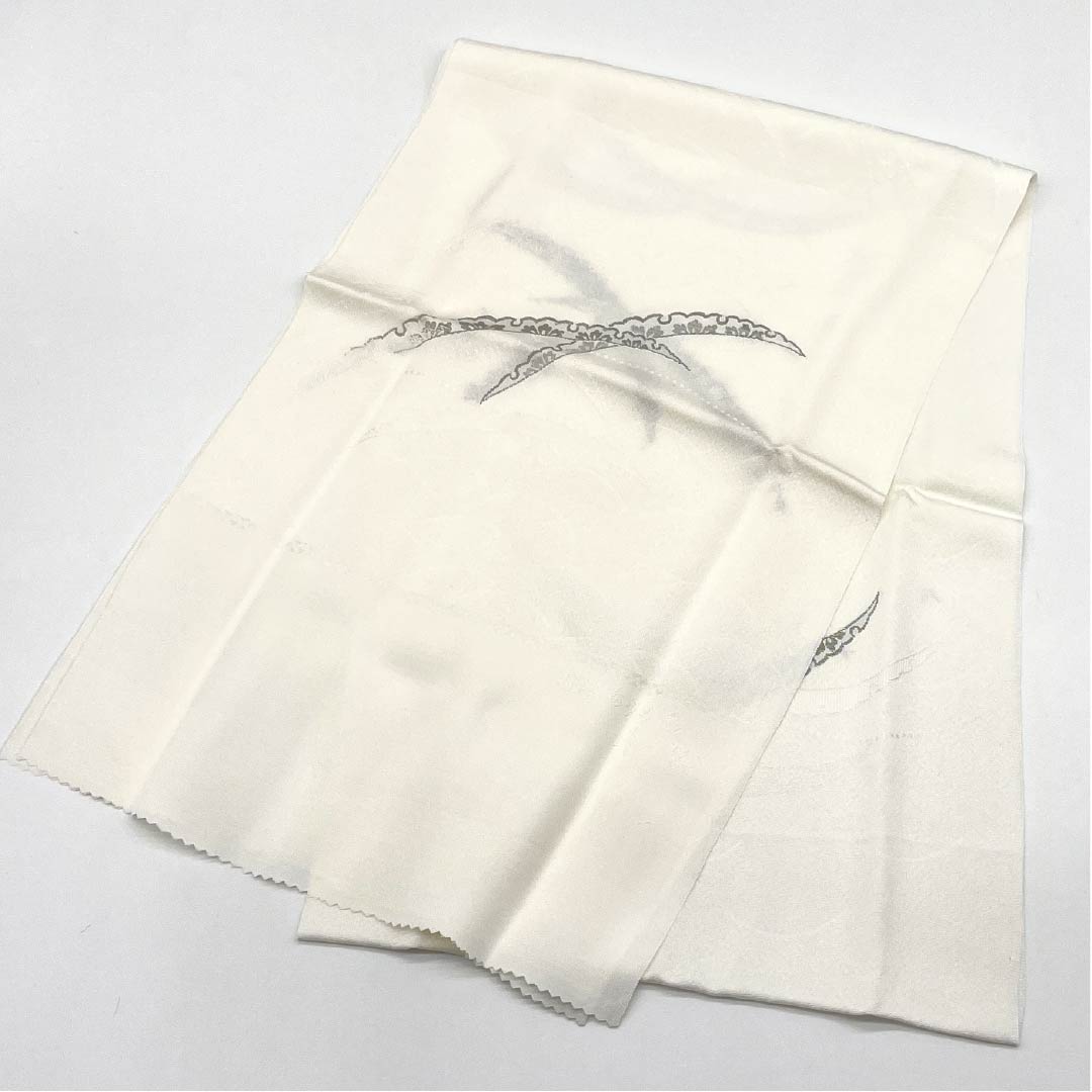 (新古品) 帯締め・帯揚げセット 正絹 留袖用 露芝 結婚式 披露宴 長さ約156cm 幅約1.5cm フォーマル Sランク 白系 1141000062311