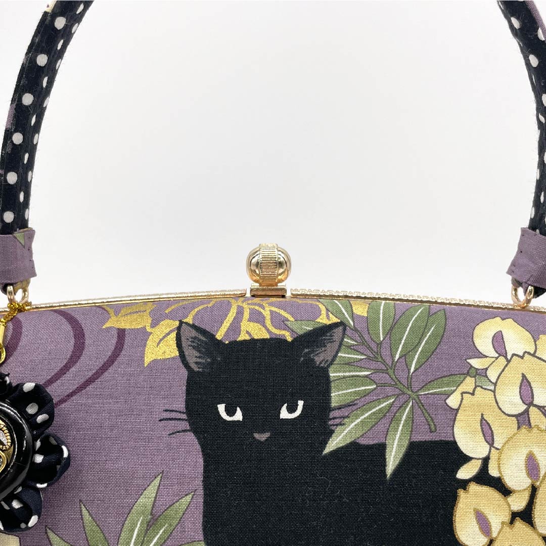 和装バッグ カジュアル NEWランク 古代紫色(こだいむらさきいろ) 藤の花 黒猫 ドット 紫系 113900128120
