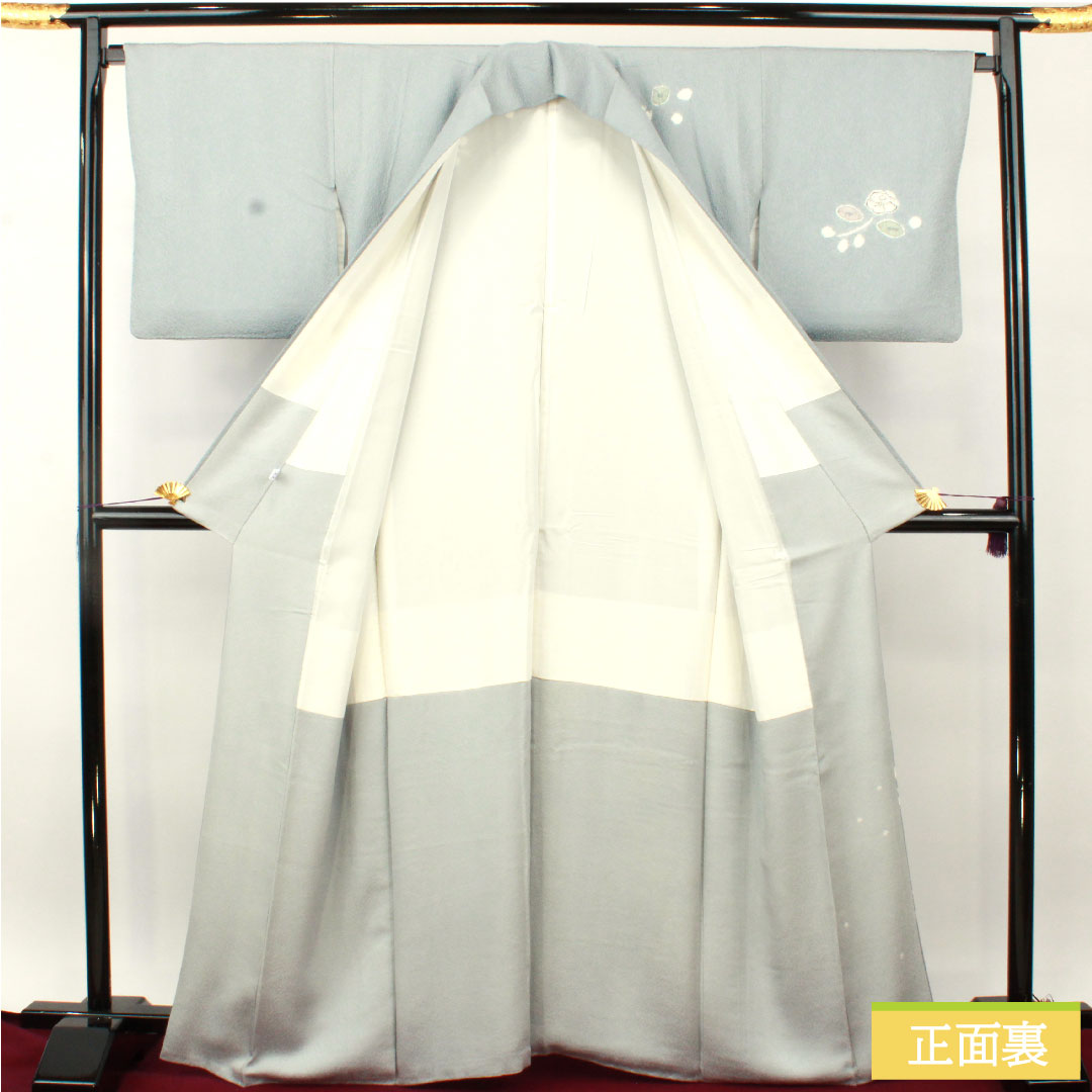 訪問着 正絹 袷 身丈165.5cm 裄丈67cm 空色鼠色(そらいろねずいろ) 辻ヶ花 あやめガード加工 Sランク 青系 1112004732517
