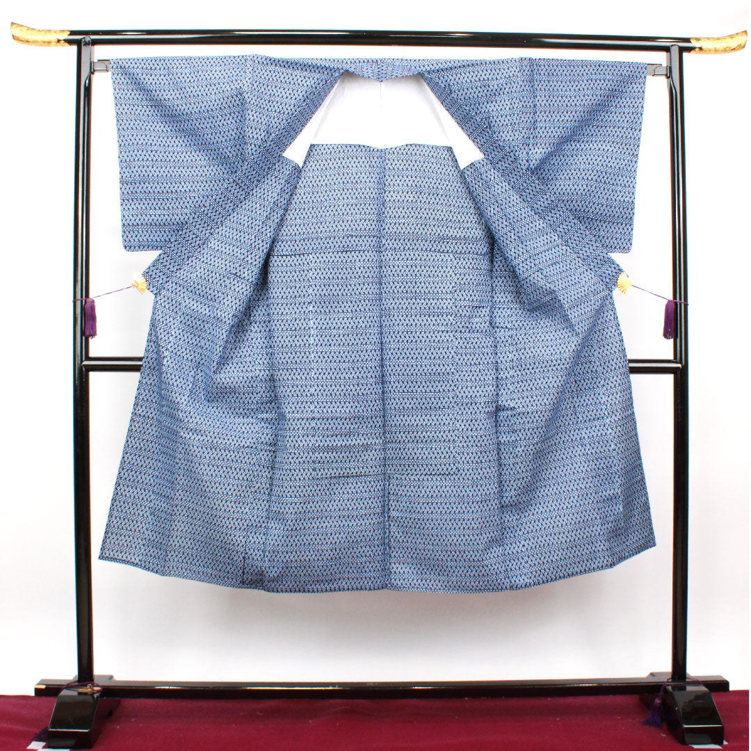 浴衣 濃紺色 男物 幾何学模様 木綿 Sランク 単衣 身丈135.5cm 裄丈67cm 紺系 1118001222118
