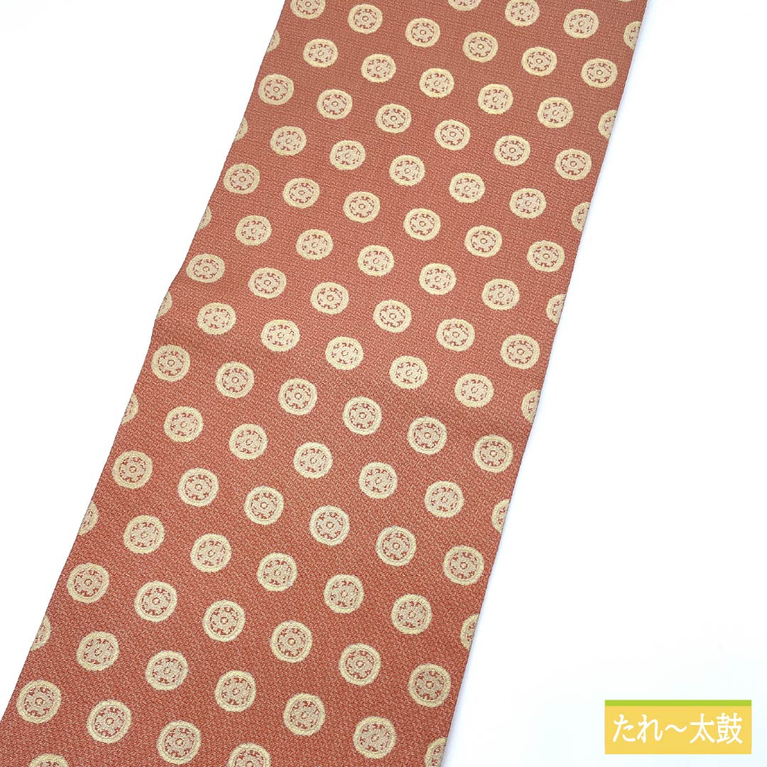 名古屋帯 紅唐色(べにとういろ) 作家物 龍村美術 糸屋輪宝手 帯丈358cm 正絹 Sランク 全通 セミフォーマル 朱系 1124008372316 開き仕立て