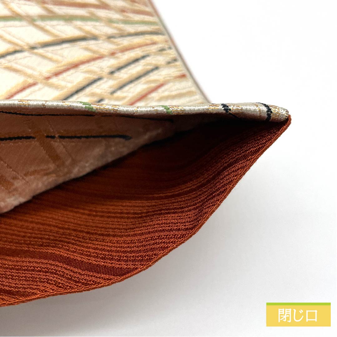 (未仕立)半幅帯 ポリエステル 白土色(しらつちいろ) 幾何学模様 帯丈348cm クリーム系 Sランク 1125001032315