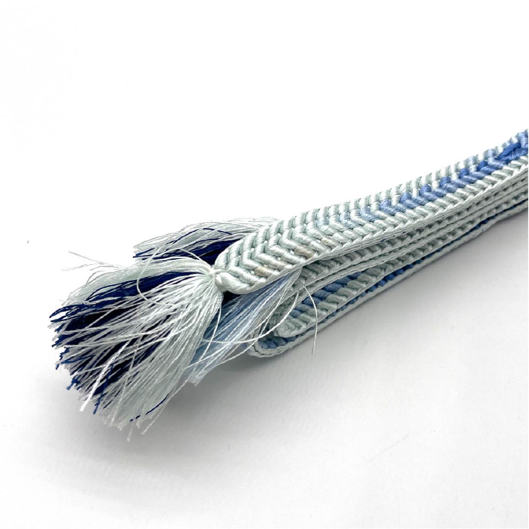 Obijime (sash fastener) made of pure silk, quarter-length string, deep bellflower color, gradation, length approx. 159cm, width approx. 1.2cm, casual, S rank, blue, 1135003182317