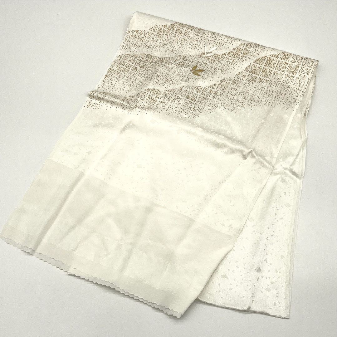 (新古品) 帯締め・帯揚げセット 正絹 Sランク 結婚式 披露宴 扇付き 長さ約152cm 幅約1.5cm 留袖用 白系 1141000042311