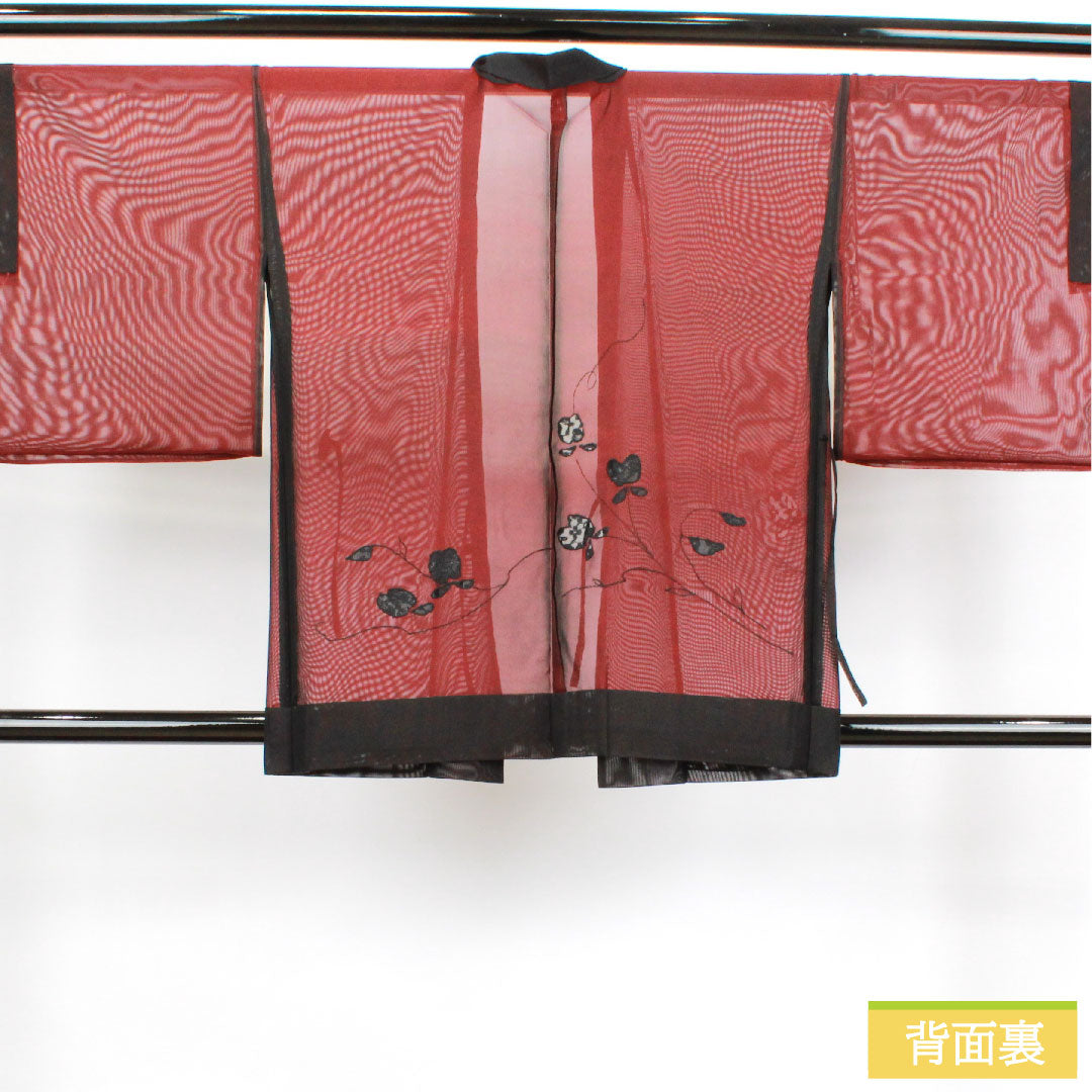 羽織 正絹 身丈81.5cm 裄丈68cm 夏物 抽象模様 紗 Sランク 夏物 黒系 1117000852910