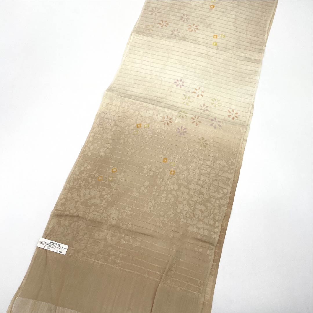 (Like new) Obijime and Obiage Set, Pure Silk, S-Rank, Tonokoiro (Stainless Steel), Length: Approx. 160cm, Width: Approx. 1.5cm, Semi-Formal, Beige, Product Number: 1141000102325