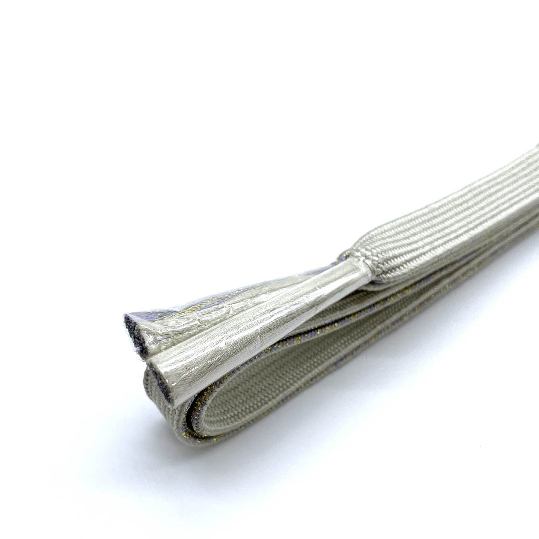 (新古品) 帯締め 正絹 四分紐 硫黄色(いおういろ) 金属糸使用 新古品 長さ約156cm 幅約1.5cm セミフォーマル Sランク グレー系 1135001622922