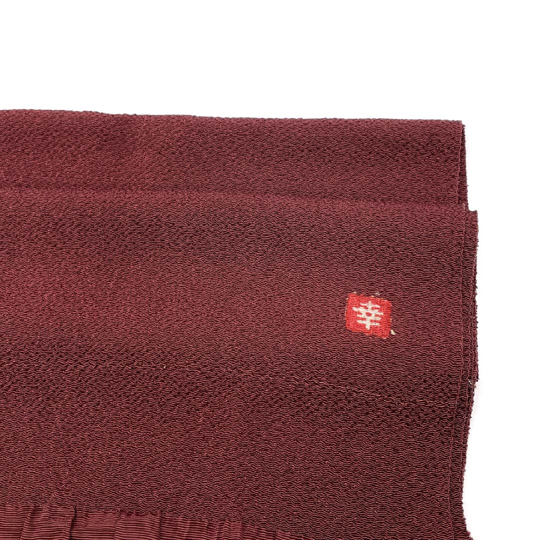 Obiage Silk S-rank Casual Beniebi-cha (Reddish brown) Chirimen Plain Kofuku Length approx. 160cm Width approx. 27.5cm Brown 1136004192914