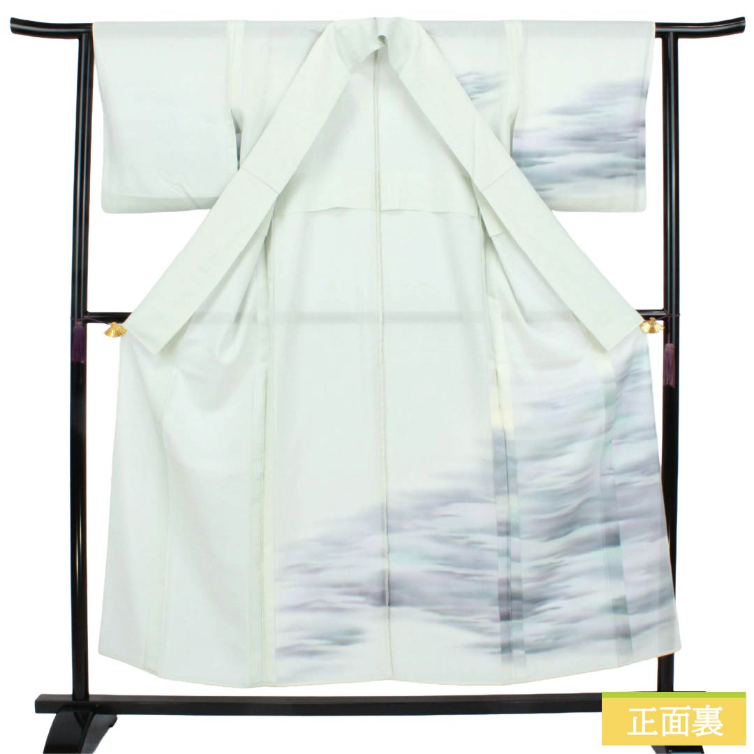 夏物 正絹 付下げ Sランク 身丈153cm 裄丈62.5cm 卯の花色(うのはないろ) ボカシ染 霞模様 絽 水色系 1132006402224