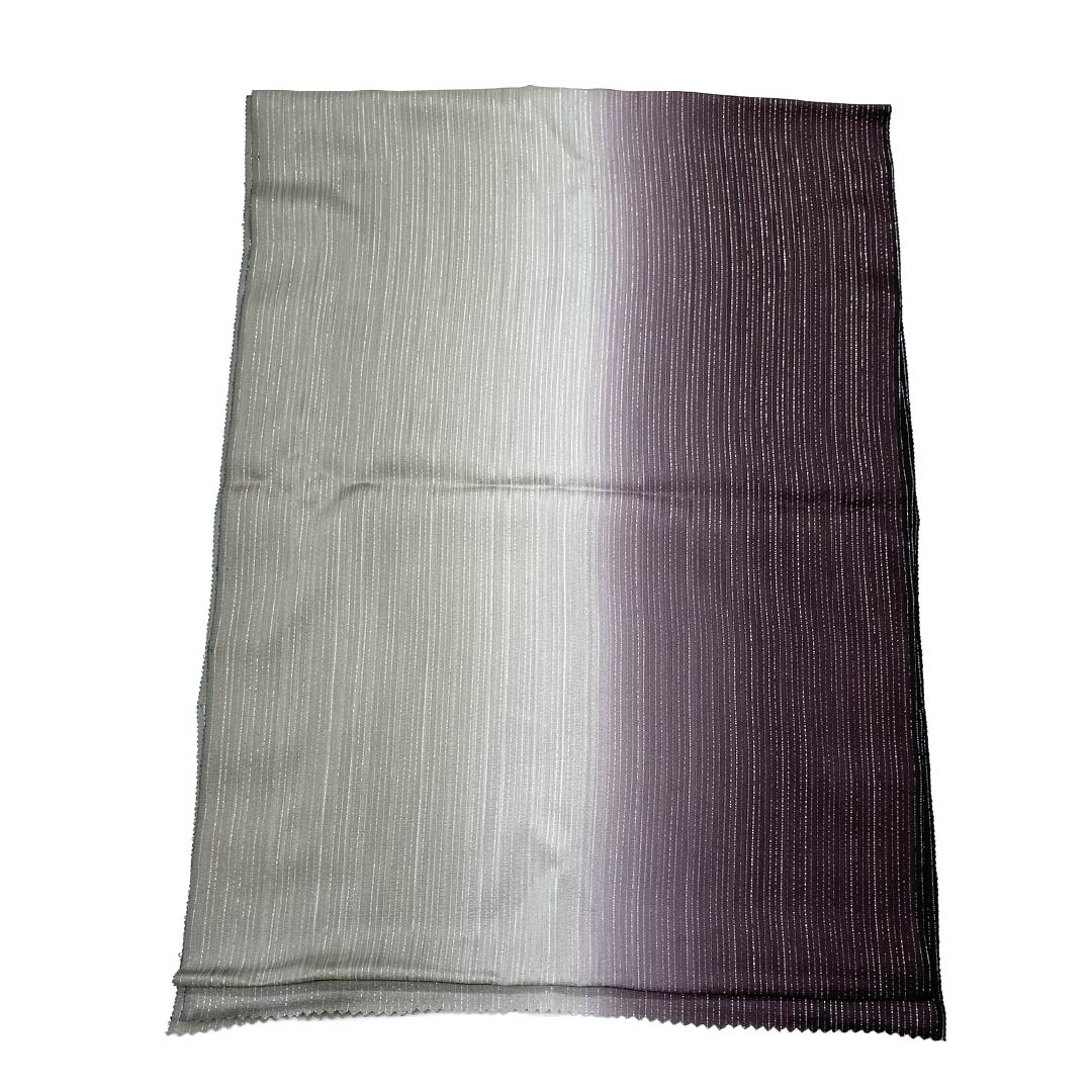 (新品)帯揚げ 正絹 セミフォーマル 消炭鼠色(けしずみねずみいろ) 深紫色(ふかむらさきいろ) 2色ぼかし 銀糸 長さ約187cm 幅約33.5cm NEWランク グラデーション系 1136000691999