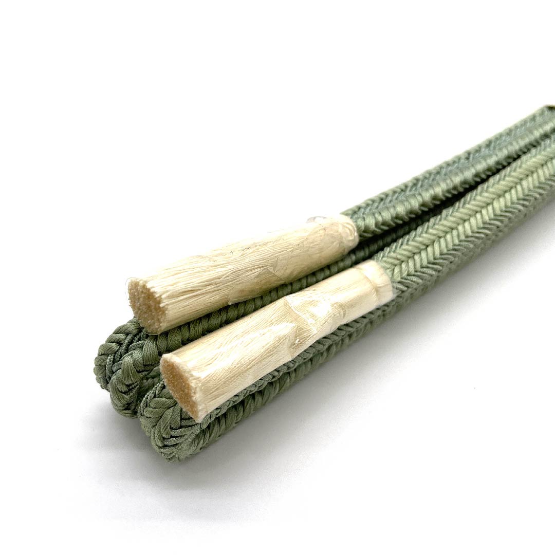 (新古品) 帯締め 正絹 四分紐 裏葉色(うらはいろ) 五嶋紐 江戸組紐 新古品 長さ約165cm 幅約1cm カジュアル Aランク 緑系 1135002523319