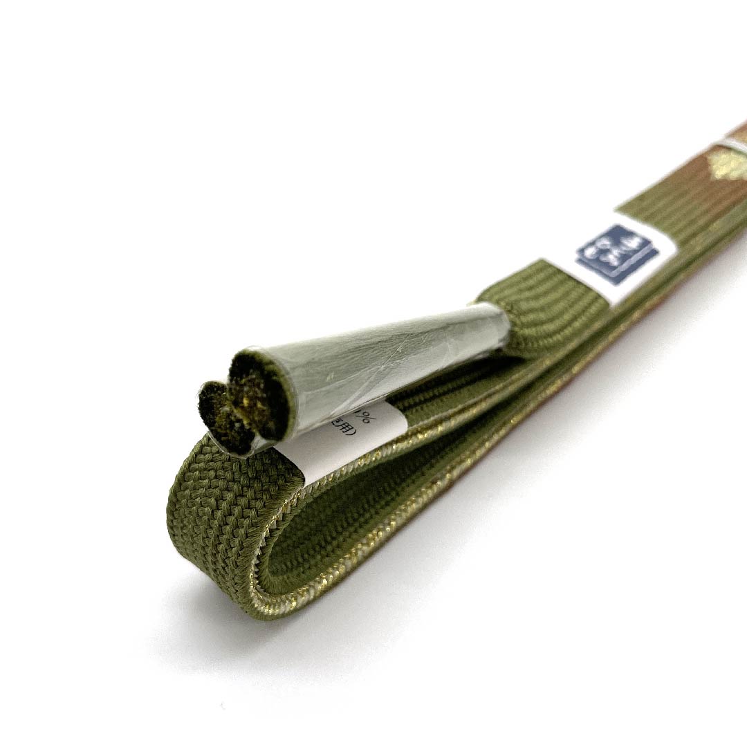 (New old stock) Silk obijime (sash fastener) - 4-part string - Rikyu color - Metallic thread used - Hand-woven string - Diamond - Length approx. 159cm - Width approx. 1.5cm - Semi-formal - S rank - Green 1135002272319