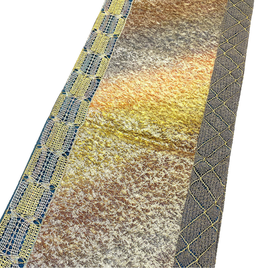 袋帯 ふくれ織り 帯丈452cm 正絹 Aランク 全通 カジュアル 青系 1123002563417