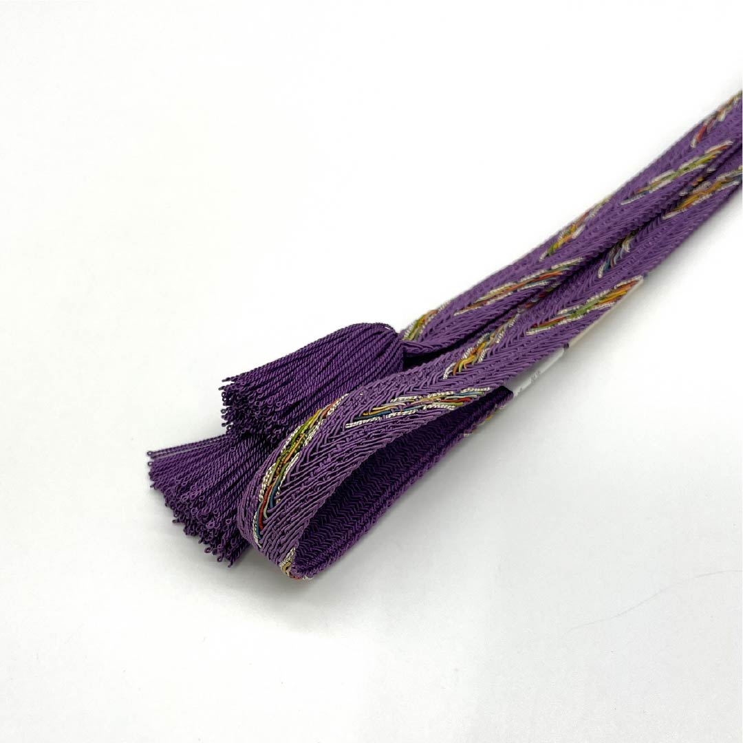 (新品)帯締め 正絹 NEWランク 本紫色(ほんむらさきいろ) 翠嵐工房 単衣用 夏用 長さ約165cm 幅約1.5cm セミフォーマル 紫系 1135005471320