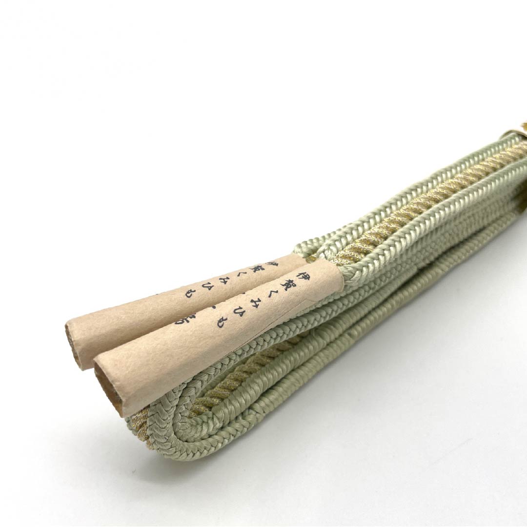 帯締め 正絹 四分紐 硫黄色(いおういろ) 金色 新古品 長さ約165cm 幅約1.5cm フォーマル Sランク 緑系 1135003052319