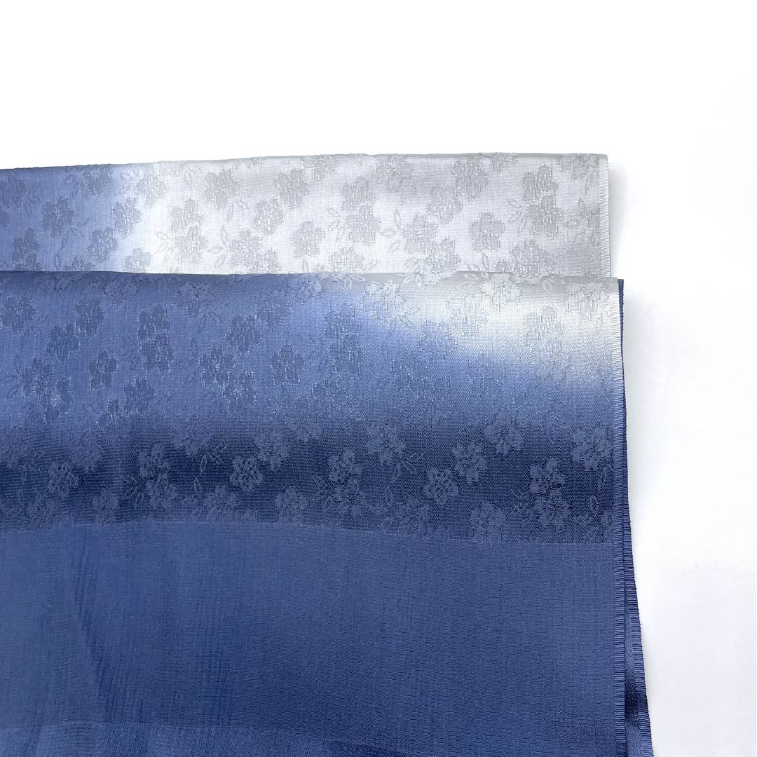 帯揚げ 正絹 Sランク セミフォーマル 瞑色(めいしょく) 桜 長さ約178cm 幅約28cm 青系 1136004102917