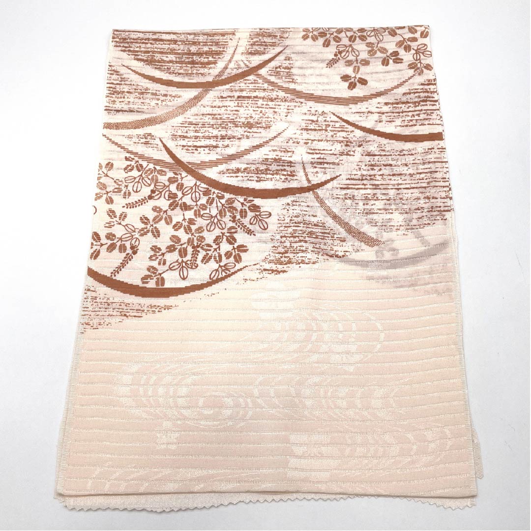 (新品)帯揚げ 正絹 セミフォーマル 薄肉色(うすにくいろ) 夏物 露草 萩 長さ約164cm 幅約29cm NEWランク ベージュ系 1136000771925