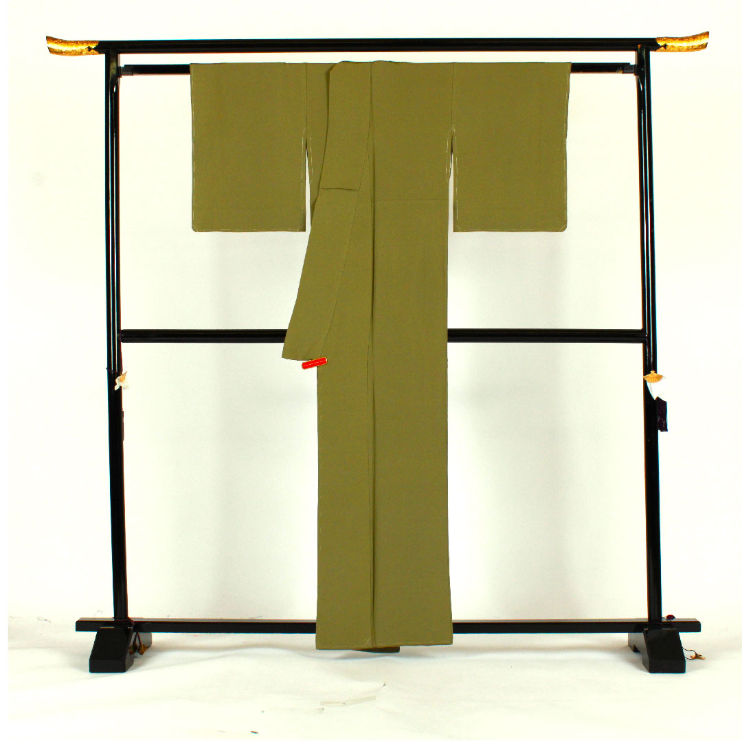 色無地 作家物 五三桐 身丈159.5cm 裄丈63.5cm 袷 正絹 Sランク 緑系 1114000432319