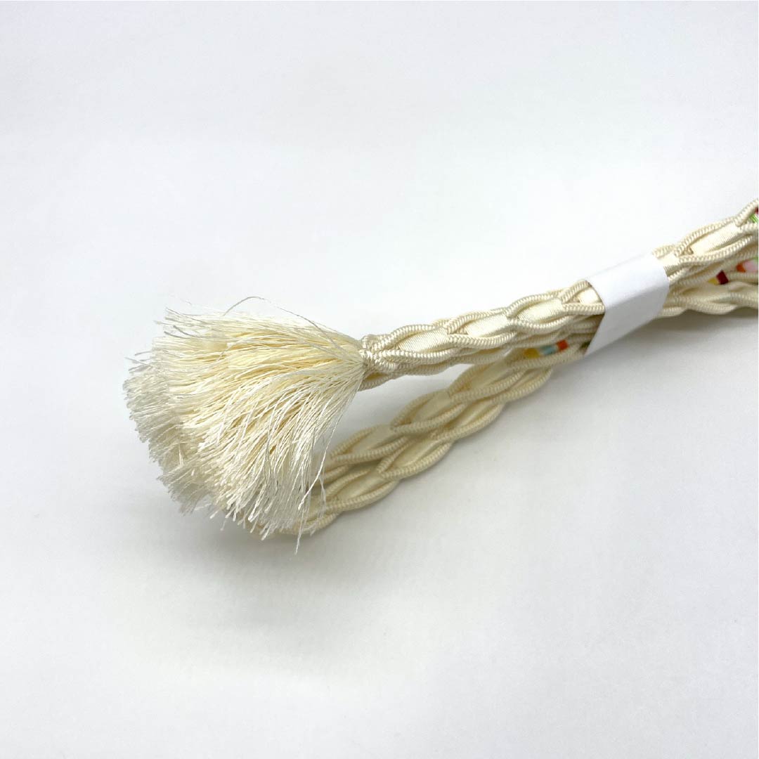 帯締め 正絹 Aランク 練色(ねりいろ) 夏用 長さ約153cm 幅約1cm カジュアル クリーム系 1135006263315