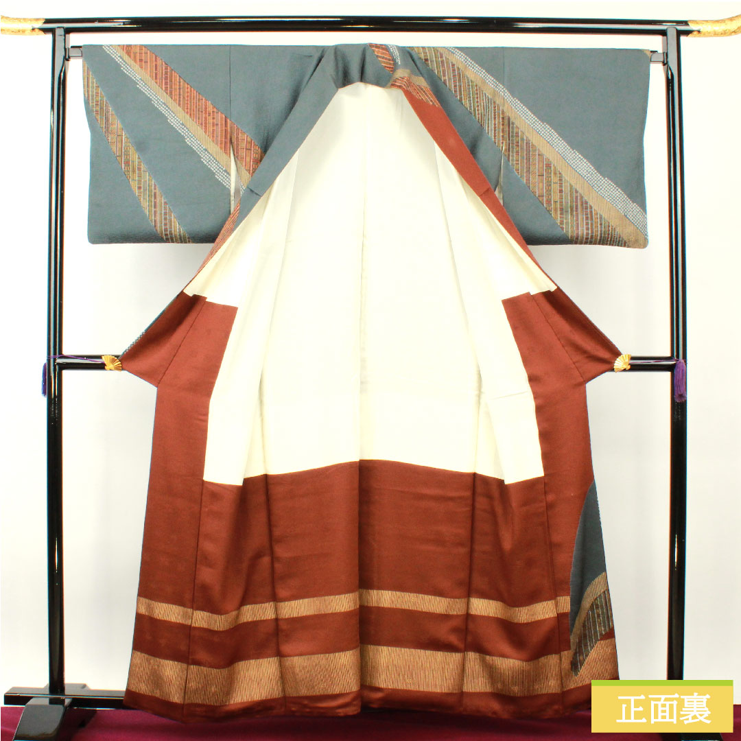 Homongi, pure silk, lined, length 159.5cm, sleeve length 67.5cm, nando-nezuiro (nandonezuiro), dark brown, Kyo-yuzen, abstract pattern, A rank, gradation style, 1112004533399