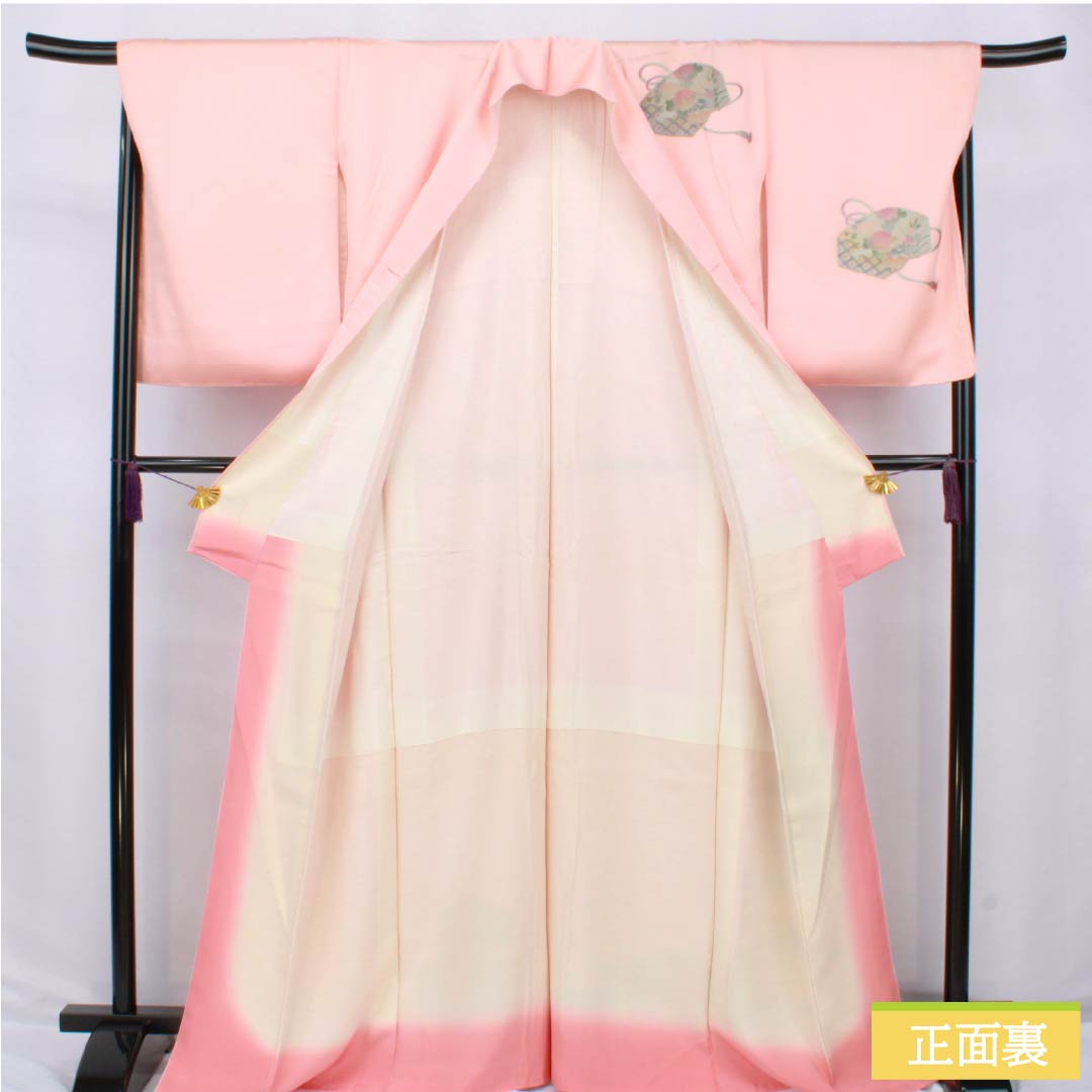 訪問着 正絹 Sランク 袷 身丈167.5cm 裄丈68cm 曙色(あけぼのいろ) 金彩加工 重箱 しつけ糸付き ピンク系 1112006372513