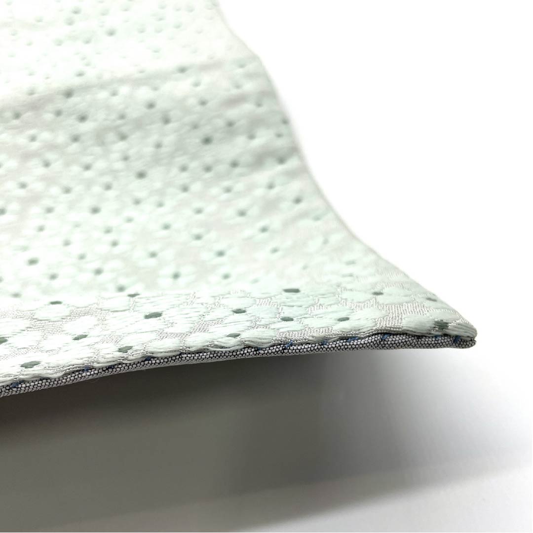 半幅帯 ポリエステル 青白磁色(せいはくじいろ) 小花模様 帯丈308cm 水色系 Aランク 1125001713324