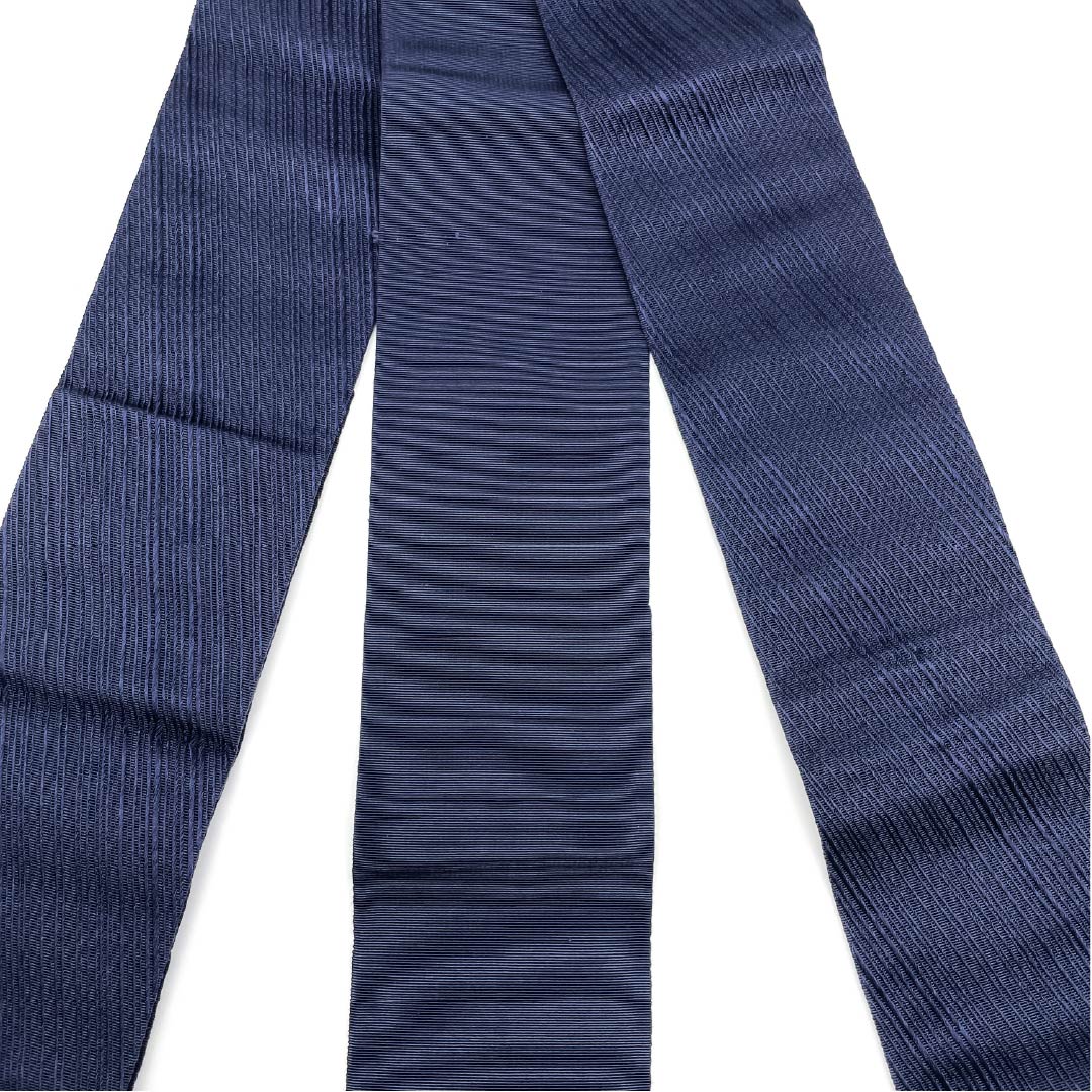 (未仕立)角帯 木綿 紺色(こんいろ) 斜め線 帯丈392cm 幅10cm Sランク 紺系 1134000452918