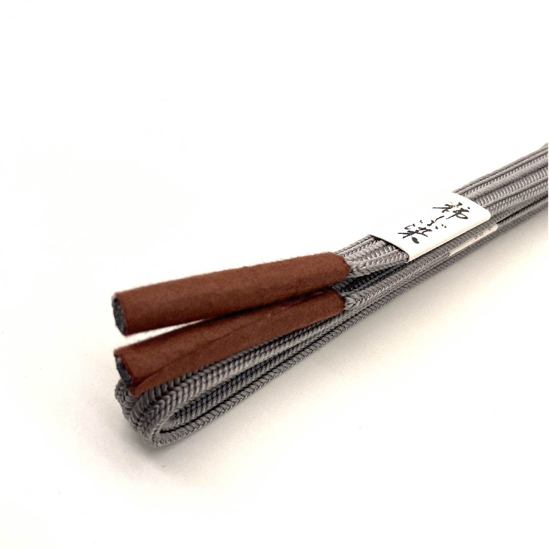 (新古品) 帯締め 正絹 四分紐 錫色(すずいろ) 柿しぶ染 新古品 長さ約159cm 幅約1.2cm カジュアル Sランク グレー系 1135002882322