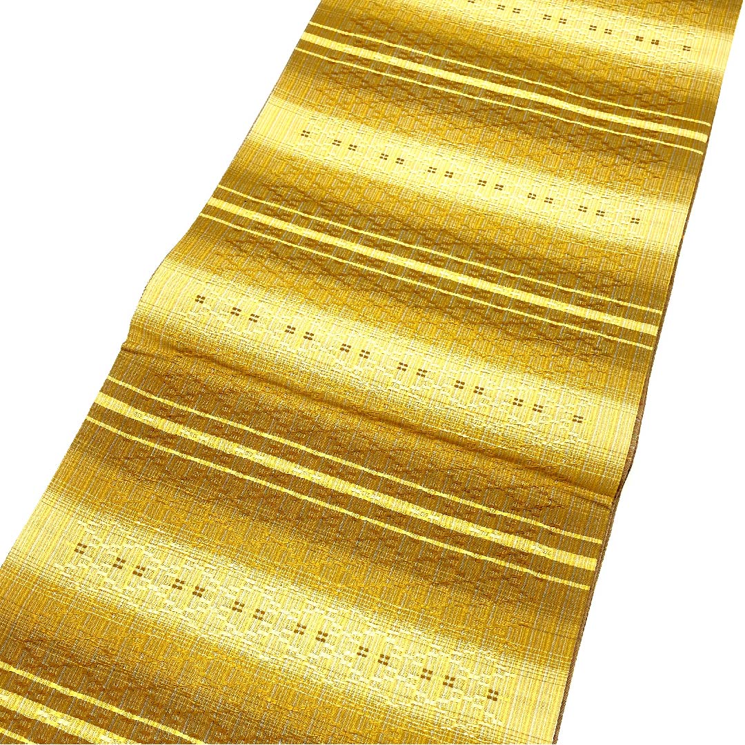 袋帯 花織 横段グラデーション 帯丈438cm 正絹 Sランク 全通 カジュアル グラデーション系 1123002732399