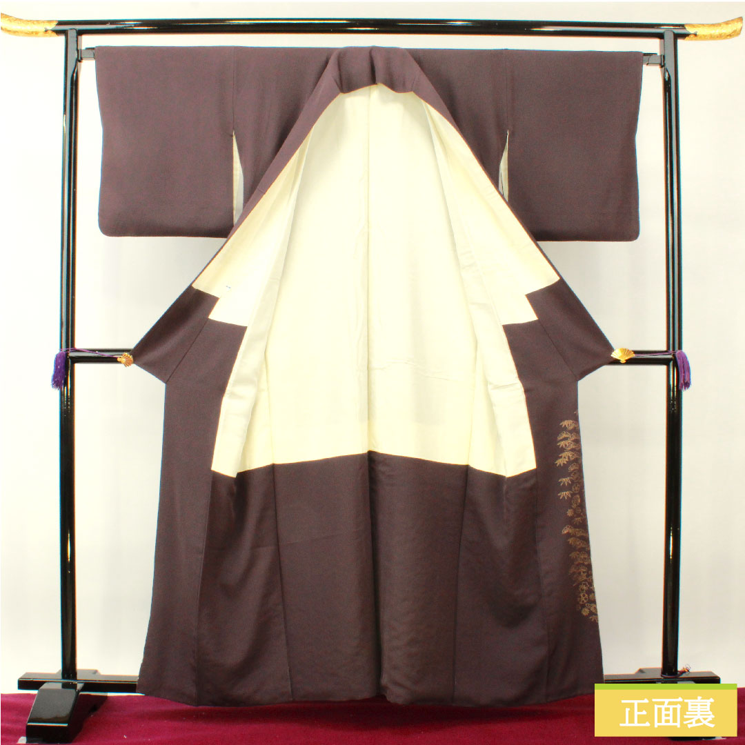 彩色留袖 纯丝 长度159.5cm 袖长66cm 里衬 紫色苏绣 吉祥图案 珍珠色调 A级 紫色 1111001303320