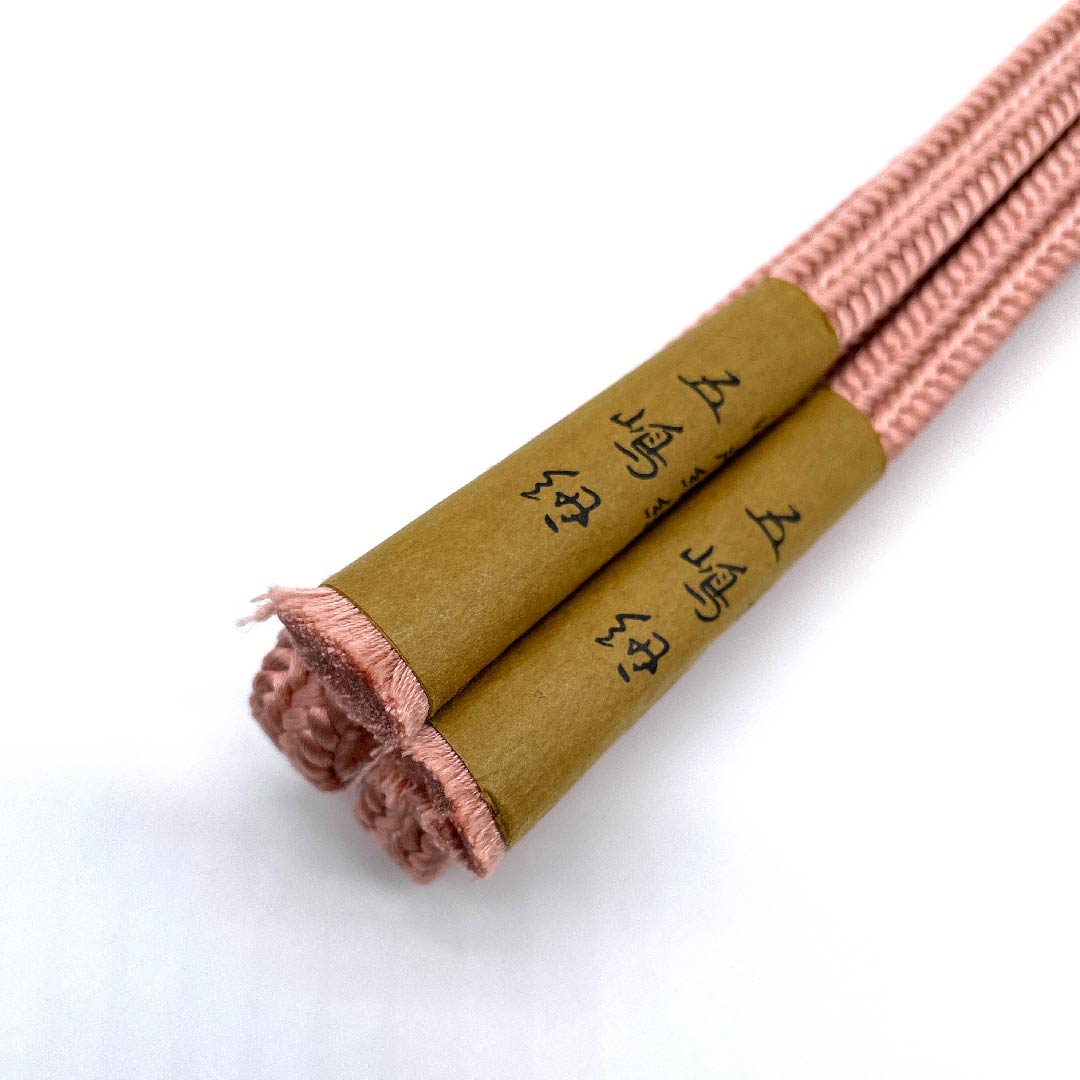 (New old stock) Obi-jime (belt fastener) made of pure silk, quarter-length cord, light pink plum color (usukoubaiiro), Goshima cord, crown (yurugi), Edo braid, length approx. 162cm, width approx. 1cm, casual, S rank, pink, 1135000352913