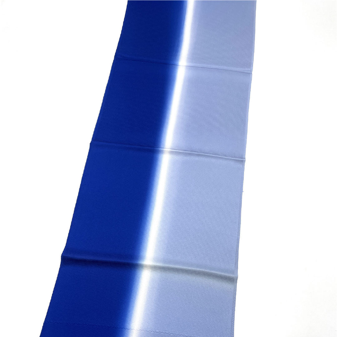 (新古品)帯揚げ 正絹 Bランク セミフォーマル 濃桔梗色(こいききょういろ) 薄藍色(うすあいいろ) 丹後ちりめん 長尺 長さ約186cm 幅約32cm 青系 1136001784917