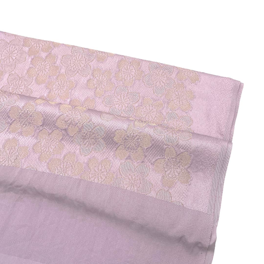 帯揚げ 正絹 Sランク セミフォーマル 淡藤色(うすふじいろ)) 桜 古典柄 長さ約170cm 幅約30.5cm 紫系 1136003522920