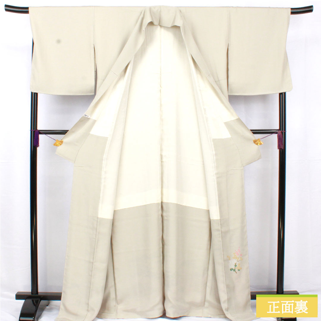色留袖 正絹 身丈166cm 裄丈68cm 袷 卯の花色(うのはないろ) 京加賀友禅 一つ紋 違い鷹の羽 パールトーン加工 しつけ糸付き 未使用品 Sランク グレー系 1111001662522