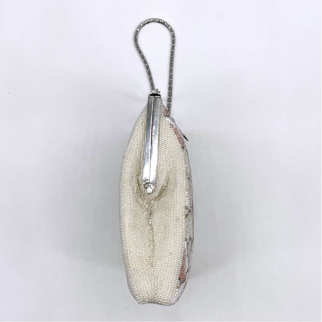 (New old stock) Formal sandal and bag set, white, unused, beads, pine, size M, white, A rank, 1133000153311