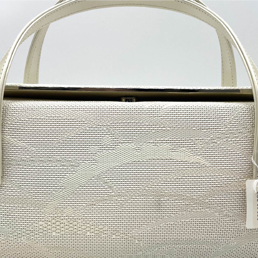(新古品)和装バッグ フォーマル NEWランク 博多織 大倉織物 露芝 利休バッグ 白系 113900079111