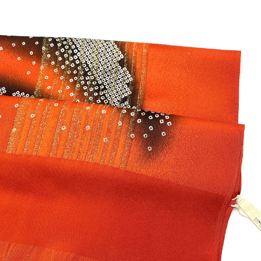 Obiage silk S rank semi-formal Kyohi-iro (vermilion) Kanoko stripes Length approx. 177cm Width approx. 30cm Orange family 1136004052926