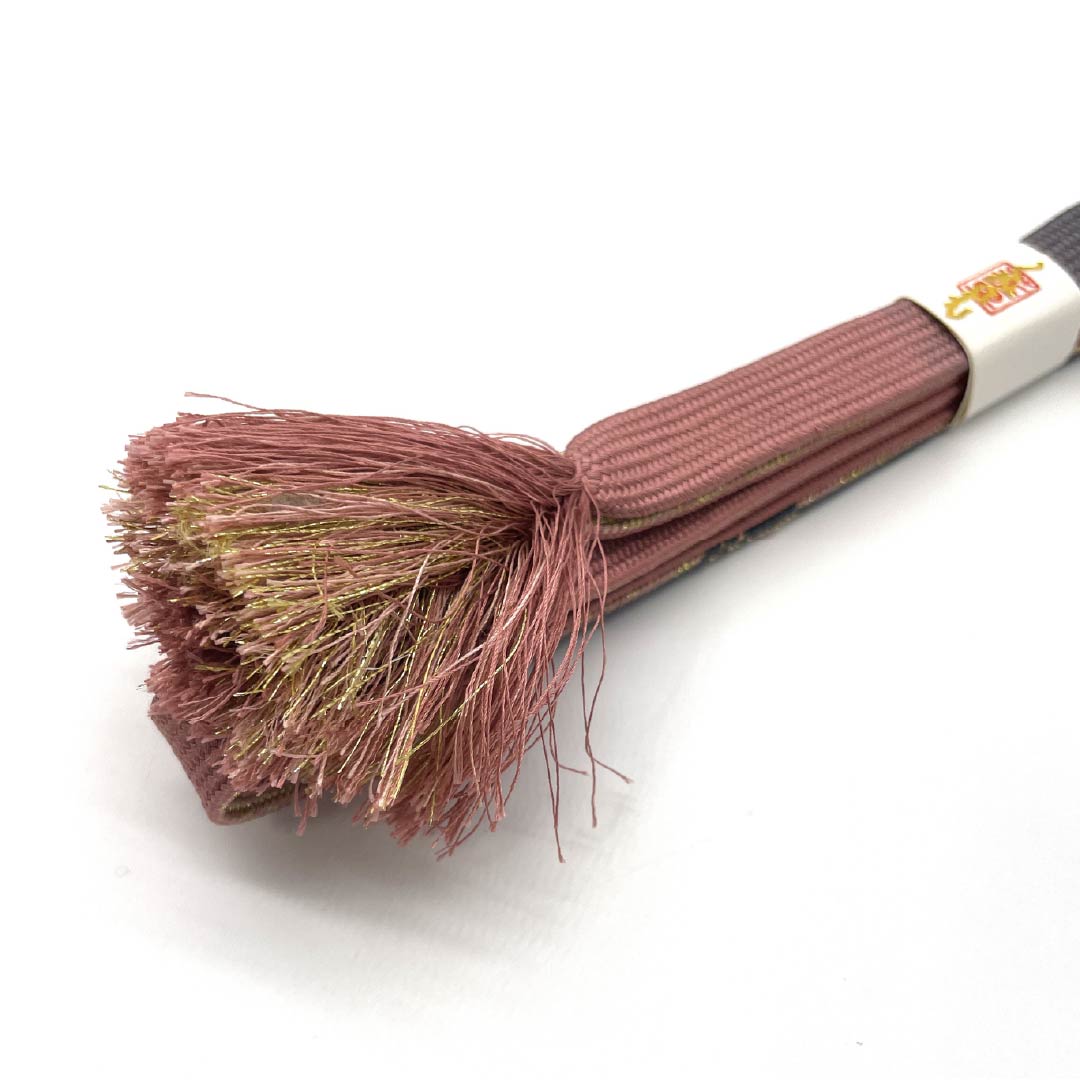 帯締め 正絹 四分紐 2色ぼかし 蝶 長さ約159cm 幅約1.6cm セミフォーマル Sランク ピンク系 1135003032313