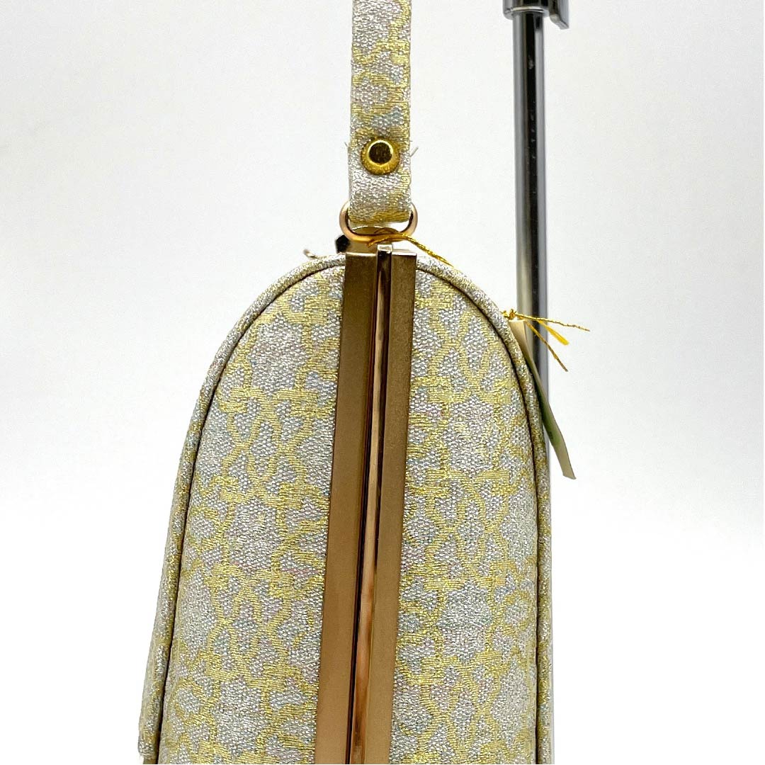 (新古品)草履バックセット フォーマル 金色(きんいろ) 未使用品 幾何学模様 古典柄 Lサイズ 金系 Aランク 1133000183421