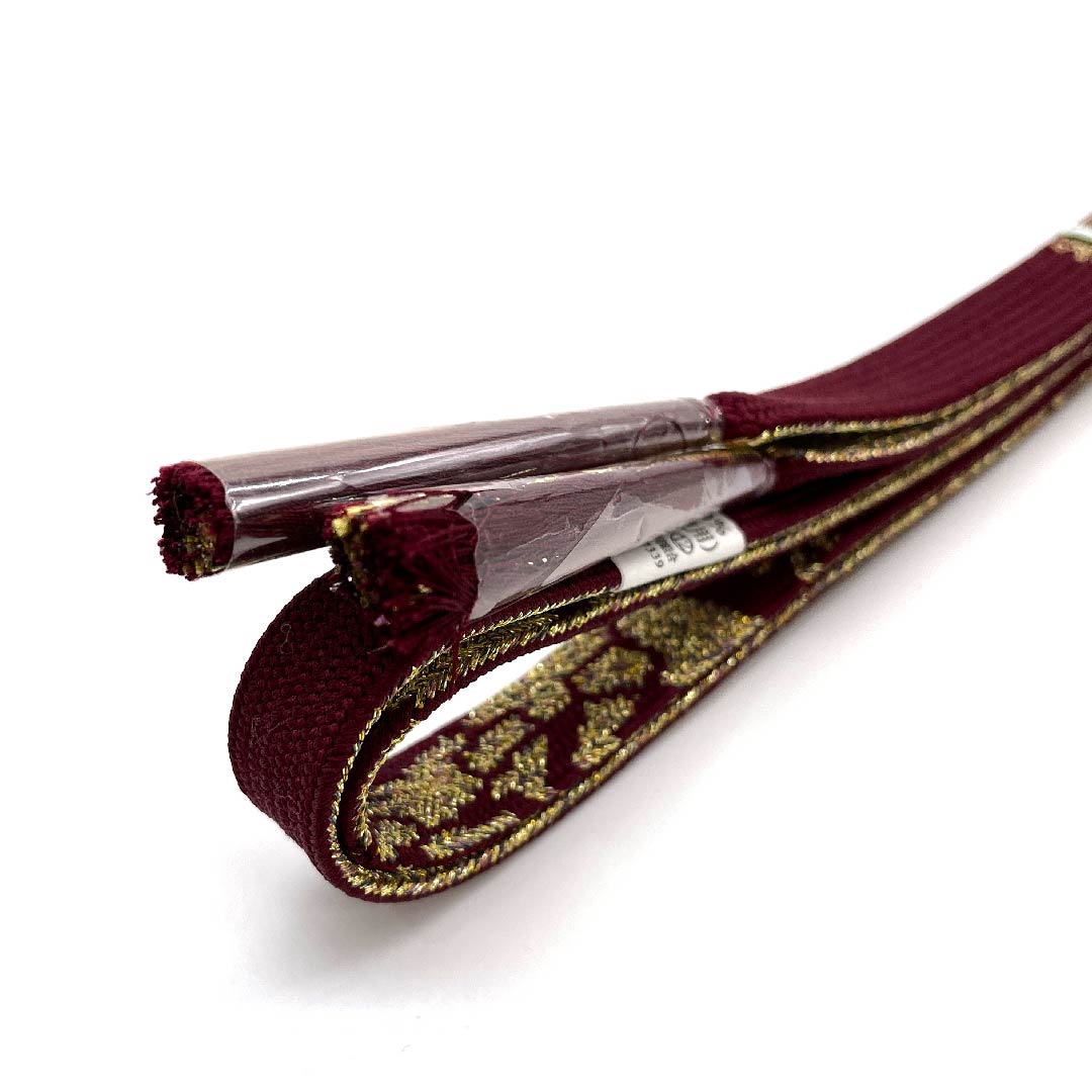 (新古品) 帯締め 正絹 四分紐 臙脂色(えんじいろ) 金属糸使用 新古品 長さ約159cm 幅約1.5cm セミフォーマル Sランク 紫系 1135002152320