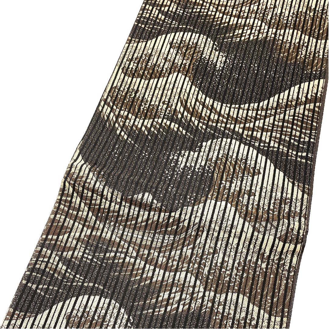 袋帯 黒色 富嶽三十六景柄 波 富士山 帯丈440cm 正絹 Aランク 六通 セミフォーマル 黒系 1123002833310