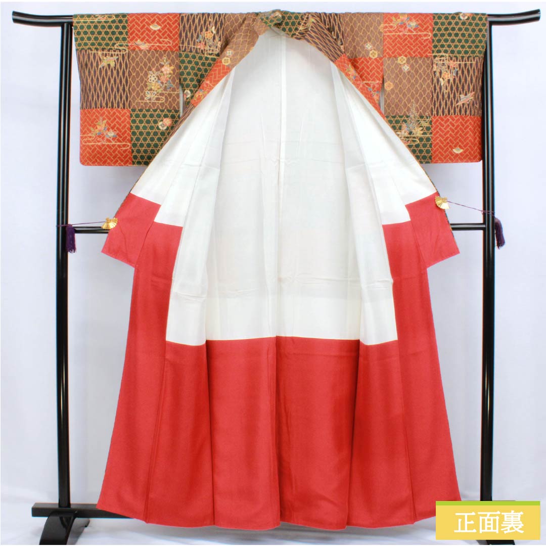 小紋 正絹 Sランク 身丈160cm 裄丈63cm 袷 京友禅 市松 古典柄 作家物 グラデーション系 1115006802499