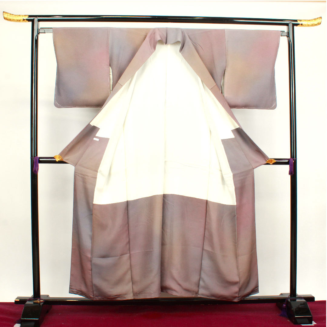 色無地 正絹 斉藤三才 ボカシ染 しつけ糸付き 未使用品 五三桐 身丈152.5cm 裄丈62cm 袷 Sランク グラデーション系 1114000672299