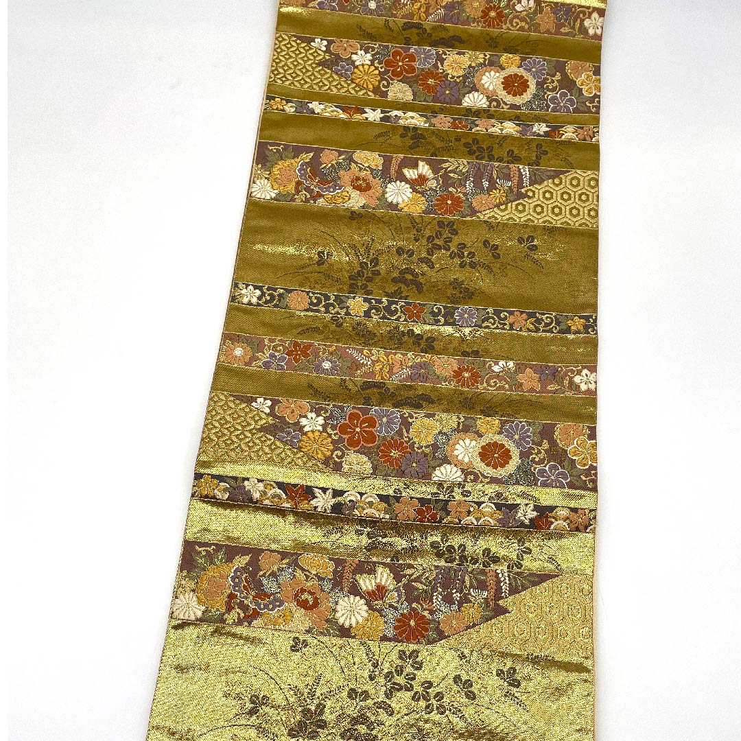 袋帯 金色 吉祥文様 古典柄 帯丈429cm 正絹 Sランク 六通 フォーマル 金系 1123009532321