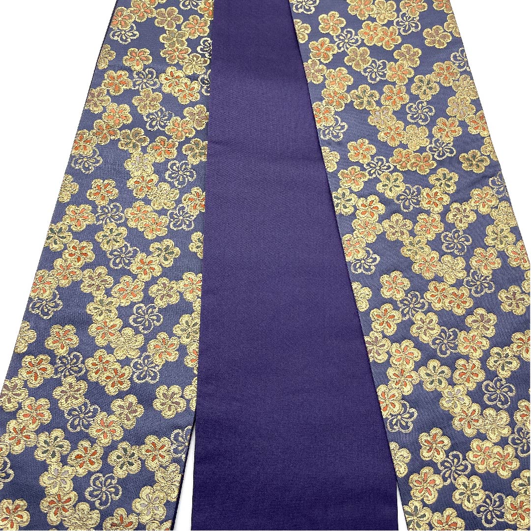 (未仕立)半幅帯 江戸納戸色(えどなんどいろ) 桜 新品未使用品 帯丈438cm 正絹 青系 NEWランク 1125000311917