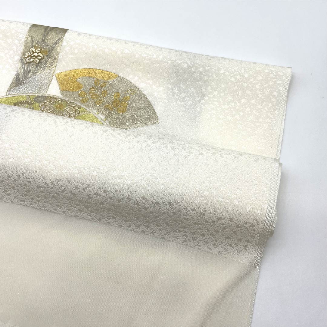 Obiage Silk S Rank Formal Milky White Fan and Tanzaku Gold Embellishment Length approx. 174cm Width approx. 29.5cm White System 1136004642911