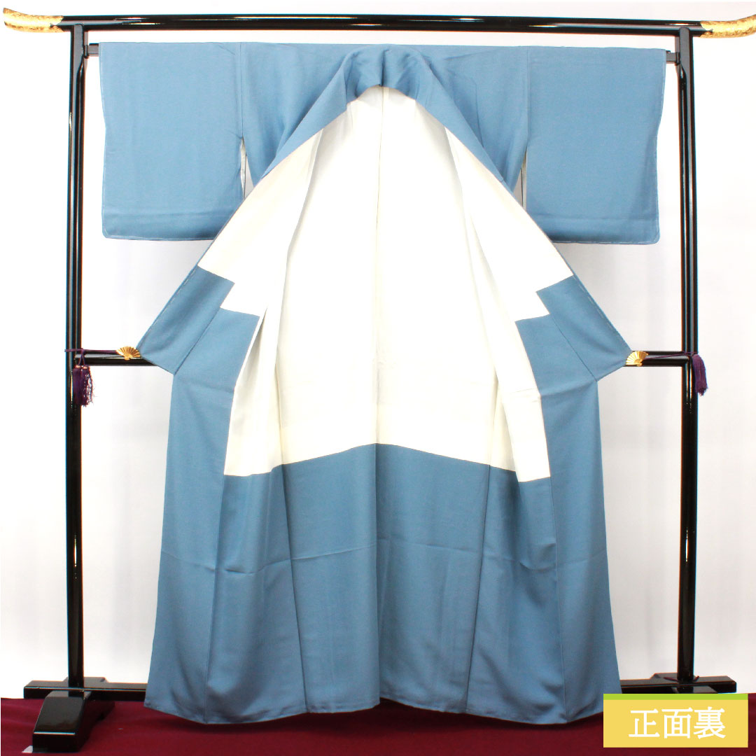 Plain color, pure silk, length 162cm, sleeve length 68.5cm, Oboronairo (oboronairo), plain color, basting thread included, unused, lined, S rank, blue 1114001252417