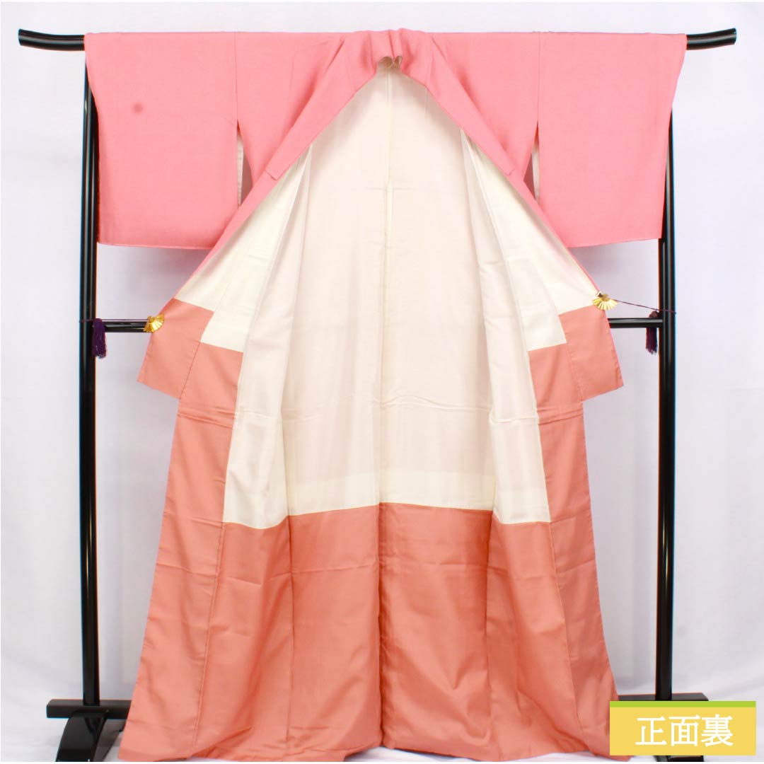 Komon silk S-rank kimono, length 166.5cm, sleeve length 68cm, lined, plum-colored Edo komon, shark print, stencil dyed, pink, product number 1115006622513