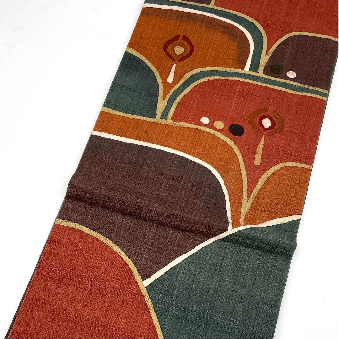 名古屋帯 グラデーション 京袋帯 抽象模様 染帯 帯丈370cm 正絹 Aランク 六通 カジュアル グラデ 1124003223399 開き仕立て