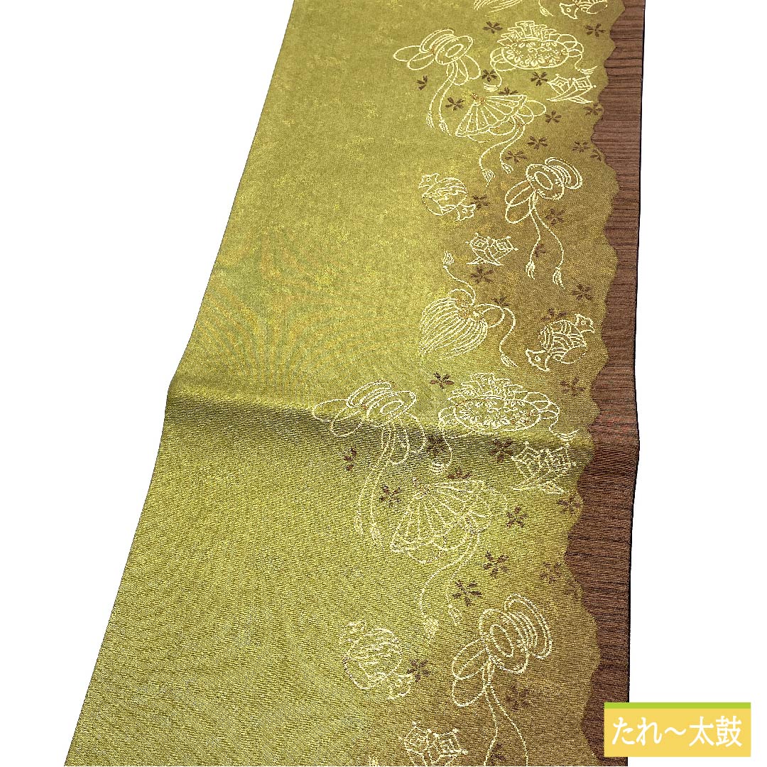 Fukuro Obi, Pure Silk, Baikou Brown, Treasures, Classic Pattern, Length 430cm, S Rank, Six-way, Semi-formal, Gold, 1123011412321